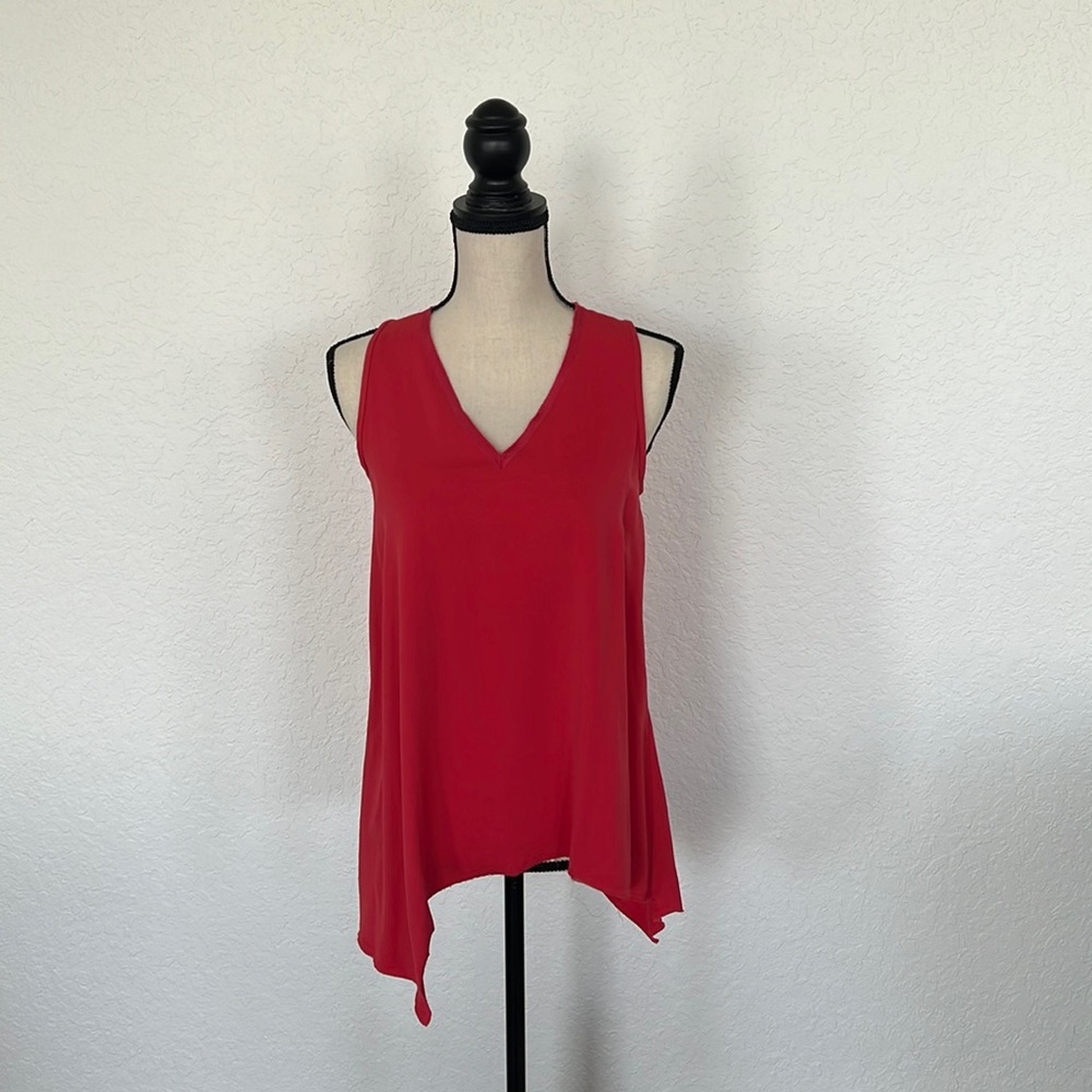Pink coral Rag & Bone tank top camisole size XS asymmetrical raw edge at bottom